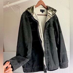 Men’s Emerica jacket hoodie coat grey black camouflage large medium skateboard